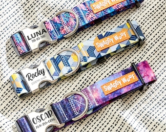 Custom Name Dog Collar | Metal Buckle Dog Collar | Personalized Floral Dog Collar | Cute Dog Collar | Boy Girl Dog Collar | Dog Lover Gift