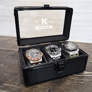 Aluminum Anniversary Gift for Husband Gifts for Him Personalized Watch Box |Groom Gift| Custom Watch Case for Men | Groomsmen Gift Idea