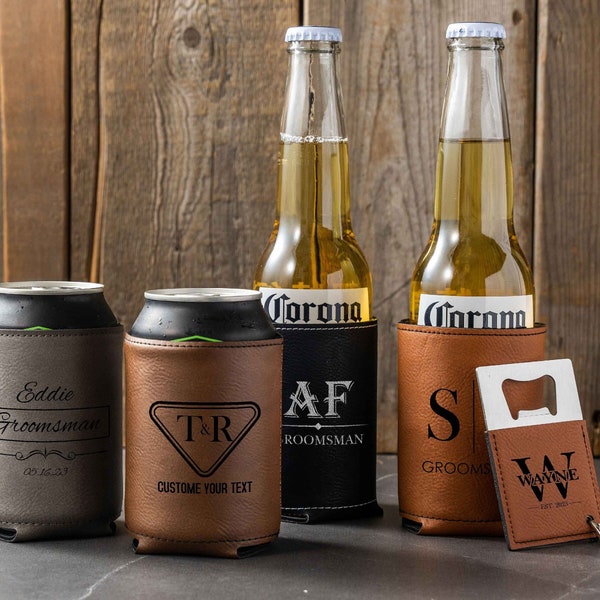 Groomsmen Gifts Personalized Can Cooler Holder | Engraved Can Cooler Beer Holder Groomsmen Proposal Groomsman Gift Ideas Wedding Favors