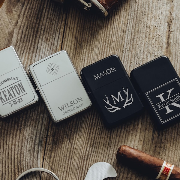 Groomsmen Gifts Personalized Lighter Case Monogram | Custom Lighter Case Bachelor Party | Cigar Lighter Case Gifts for Dad Husband