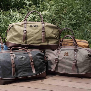 Groomsmen Duffle Bag, Embroidered Duffel Bag, Weekender Bag for Men, Custom Carry on Overnight Bag, Personalized Monogram Travel Bag