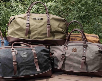 Groomsmen Duffle Bag, Embroidered Duffel Bag, Weekender Bag for Men, Custom Carry on Overnight Bag, Personalized Monogram Travel Bag [WW]