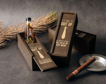 Personalized Groomsmen Proposal Box, Groomsmen Gift Box, Wooden Gift Box, Groomsmen Gifts [D]