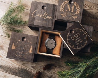Set of 5 Engraved Groomsmen Watches Groomsmen Gift Box | Groomsmen Proposal Wooden Watch with Box