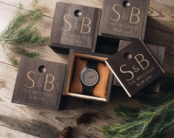 Set of 6 Engraved Groomsmen Watches Groomsmen Gift Box | Groomsmen Proposal Wooden Watch with Box