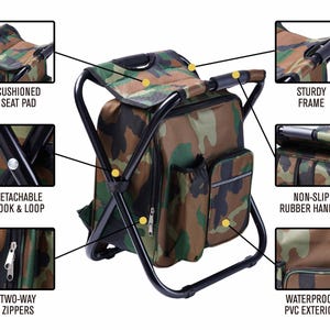 Groomsmen Gift Custom Embroidered Cooler Chair And Matching Baseball Cap Camo Set [N] [W] image 4