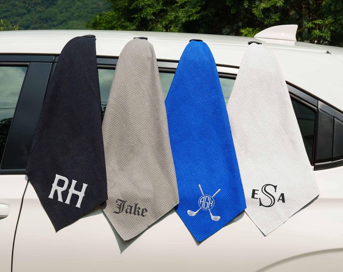 Custom Golf Towel, Embroidered Monogram, Groomsmen Gifts, Personalized Gift for Him