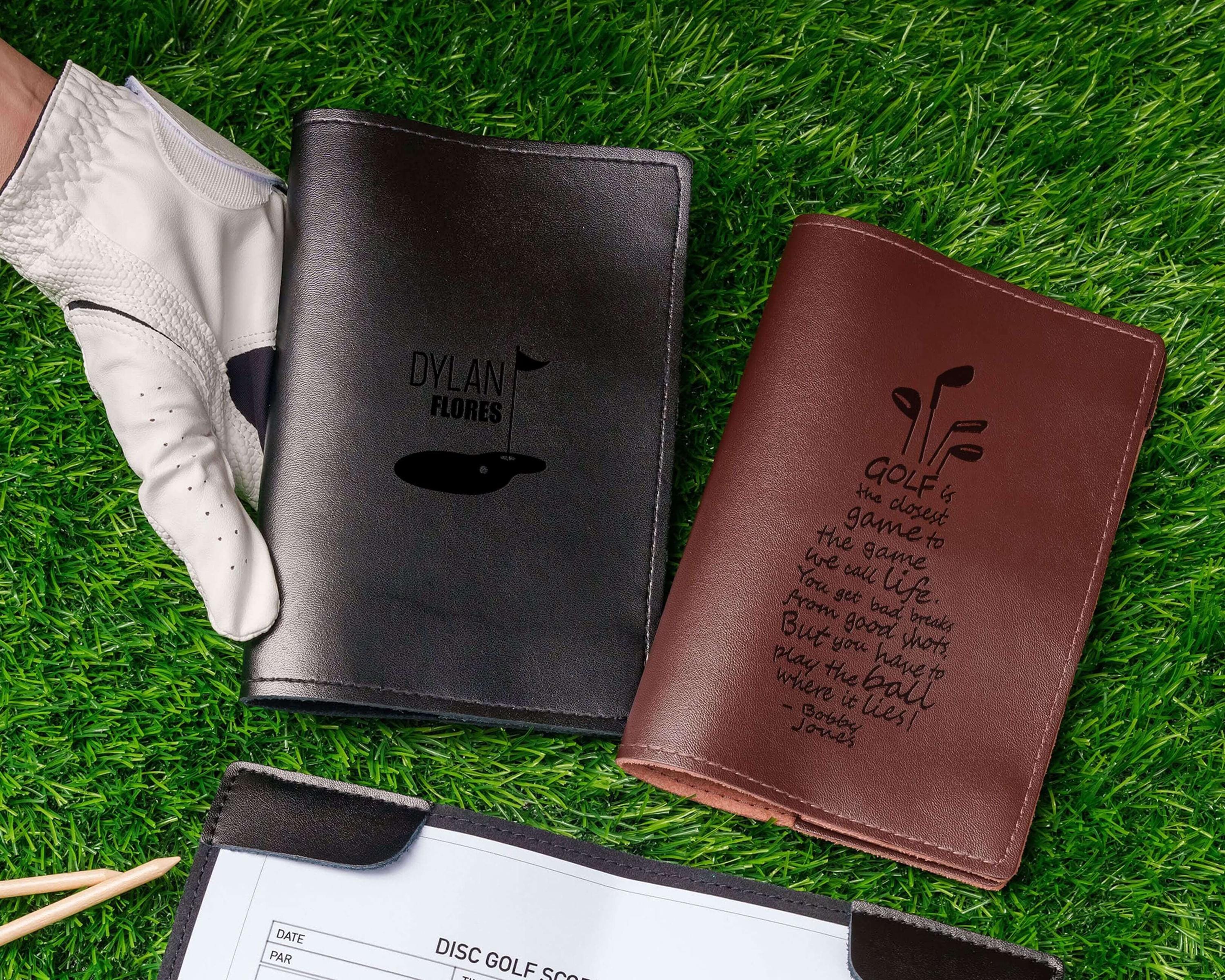 Personalized Golf Gift, Leather Golf Scorecard Holder, Yardage Book Cover, Golf Accessories,  Christmas Gift for Husband, Engraved Golf Gift