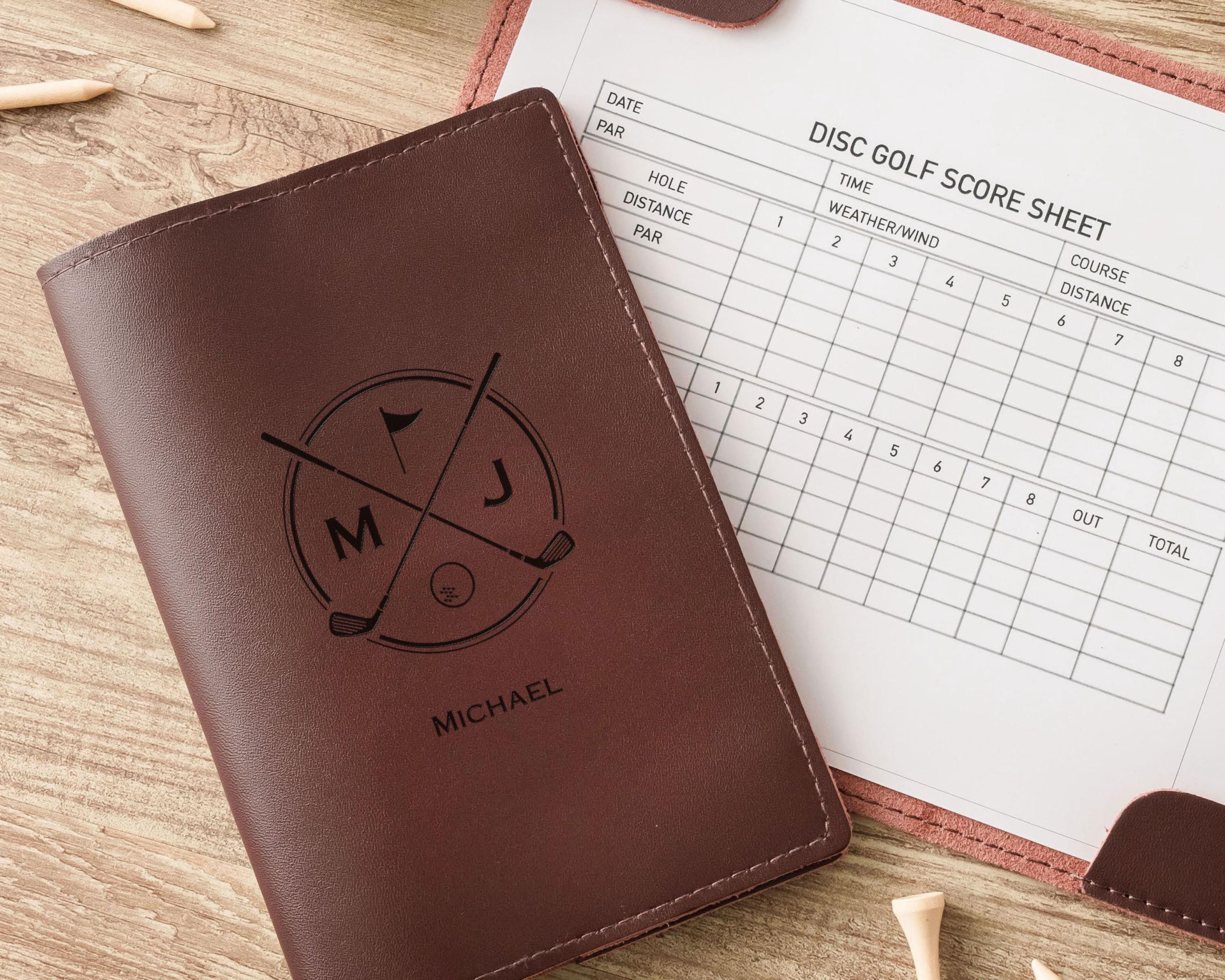 Personalized Golf Gift, Leather Golf Scorecard Holder, Yardage Book Cover, Golf Accessories,  Christmas Gift for Husband, Engraved Golf Gift
