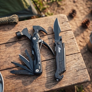 Fishing Gift for Him, Custom Engraved Multi Tool, Pocket Knife, Fathers Day: Camping, Hunting, Outdoor, EDC [R]