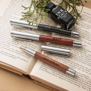 Groomsmen Gifts Personalized Wooden Fountain Pen | Corporate Gifts Company Gift Ideas | Anniversary Gift for Men | Custom Fountain Pen