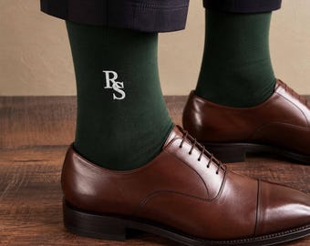 Embroidered Groomsmen Socks, Monogram Mens Dress Socks, Best Man Proposal, Wedding Gifts