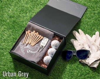 Personalized Golf Gift for Him: Balls, Towel Bag Tag, Tees, Divot Tool, Ball Marker [GB-03] [WW]