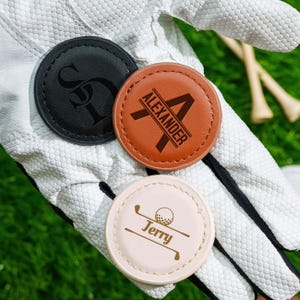 Personalized Golf Ball Marker, Custom Engraved Genuine Leather Marker for Golfers, Groomsmen Gift for Him, Dad Golf Gear Gift, Anniversary