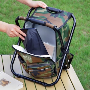 Groomsmen Gift Custom Embroidered Cooler Chair And Matching Baseball Cap Camo Set [N] [W] image 13