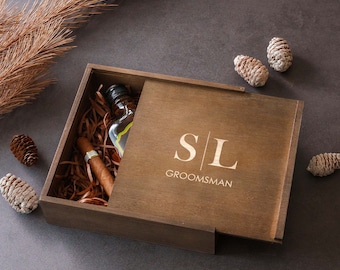 Groomsmen Gifts Box Personalized | Custom Groomsman Wood Gift Box | Wooden Groomsmen Proposal Box |Gift Box For Men Father of Groom Gift Box