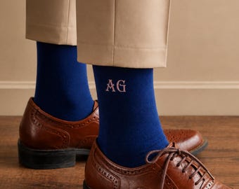 Groomsmen Socks Personalized, Wedding Gift for Him, Embroidered Initial Monogram