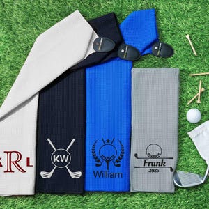 Custom Golf Towel, Embroidered Monogram, Groomsmen Gifts, Personalized Gift for Him afbeelding 8