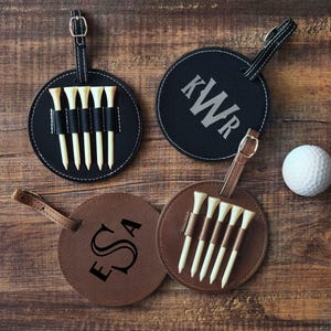 Personalized Golf Bag Tag for Groomsmen Gifts | Custom Golf Tees Holder Gifts for Golfer Leather Golf Bag Tag | Anniversary Gift for Men