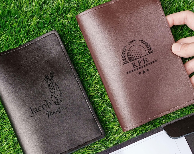 Golf Gifts, Custom Leather Scorecard Holder: Gift for Him, Her, Dad, Husband, Boyfriend, Groomsmen Proposal
