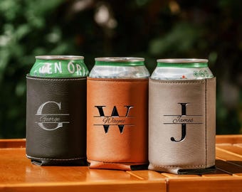 Best Dad Gifts, Custom Beer Can Cooler & Bottle Opener Keychain, Wedding Favors, Housewarming Gift