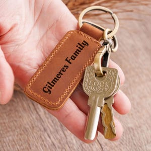 Personalized Leather Keychain Keyring Key Fob, Engraved Keychain for Men and Women, Customized Keychain, Anniversary Gift,Dad Christmas Gift