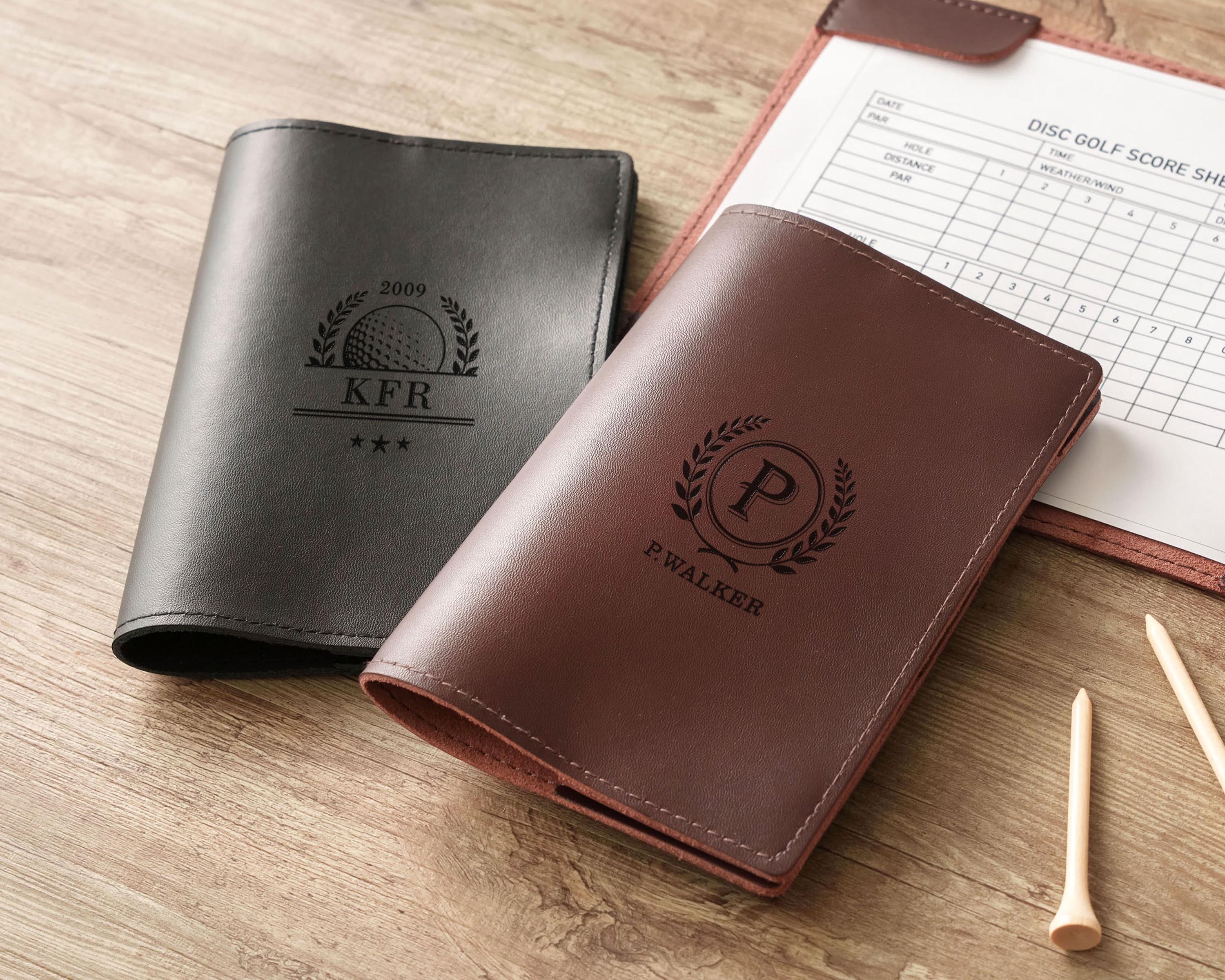 Personalized Golf Gift, Leather Golf Scorecard Holder, Yardage Book Cover, Golf Accessories,  Christmas Gift for Husband, Engraved Golf Gift