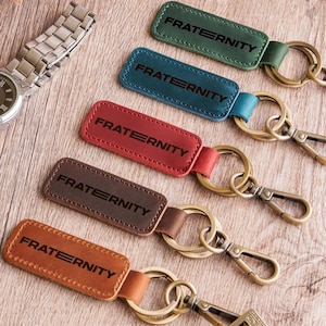 Leather Key Chain, Personalized Gift for Dad, Monogram Gift Ideas, Hand Made Gift in the US, Christmas Gift for Him,Holiday Gift for Dad