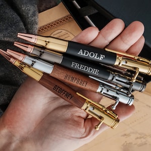 Conjunto de canetas Bolt Action personalizadas, conjunto de canetas de madeira personalizadas, presente para ele, presentes para militares e veteranos, presentes de formatura, presente de aniversário para o pai