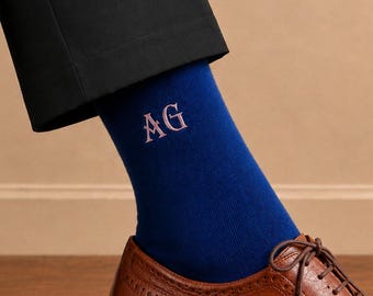 Personalized Groomsmen Socks: Embroidered Monogram Dress Socks, Wedding Gifts