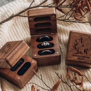 Custom Engraved Ring Bearer Box Wood Ring Box Holder Personalized ...