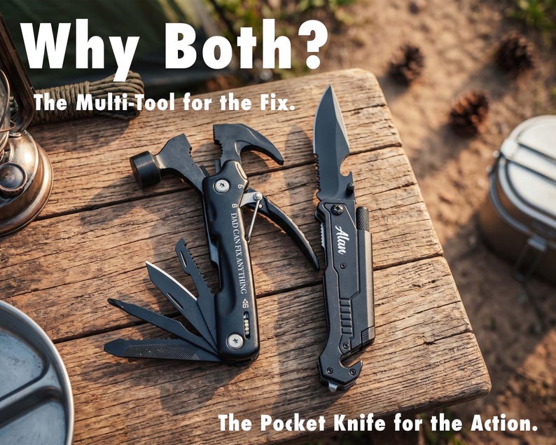 Best Dad Gift, Custom Engraved Multi Tool, Pocket Knife: Camping, Hunting, Fishing [R] image 6