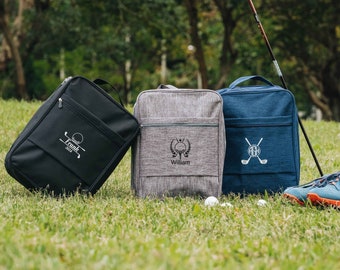 Sac à chaussures de golf personnalisé pour homme | Pochette de golf pour garçon d'honneur | Sac à chaussures brodé pour joueur de golf