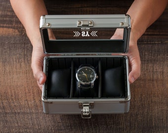 Personalized Aluminum Watch Box, Groom Gift for him, Custom mens Watch Box for Men,Anniversary Gift Ideas , Aluminum Gift for Husband