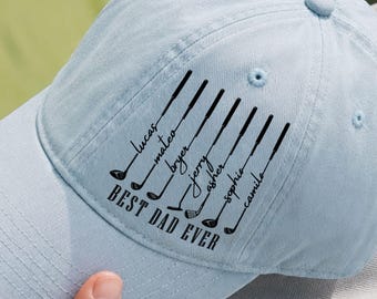 Custom Family Members' Name Golf Hat, Personalized Embroidered Dad Cap [N]