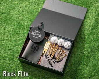 Personalized Golf Gift for Him: Golf Balls, Towel Bag Tag, Tees, Divot Tool, Ball Marker [GB-03] [WW]