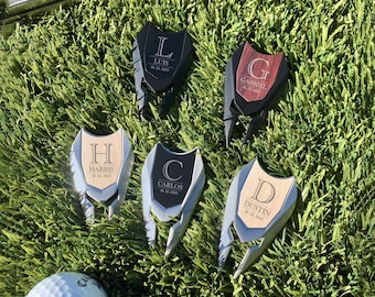 Custom Golf Divot Repair Tool and Hat Clip Ball Marker Set: Groomsment Golf Gift [GFT-04]
