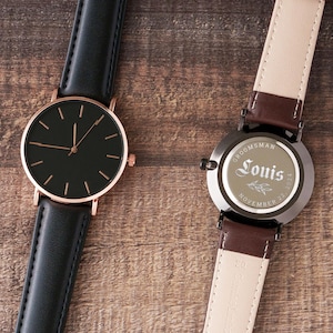 Custom Engraved Metal Watch, Personalized Mens Wrist Watch, Groomsmen Gifts Anniversary Wedding Anniversary Personalized Gift for Dad