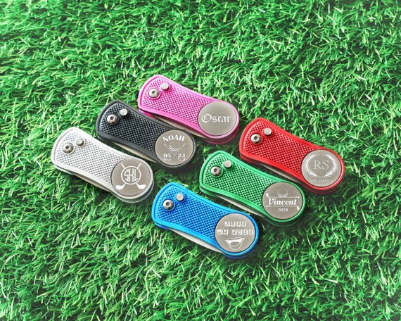 Personalized Retractable Divot Tool with Ball Marker: Golf Gift [GFT-02] [WW]