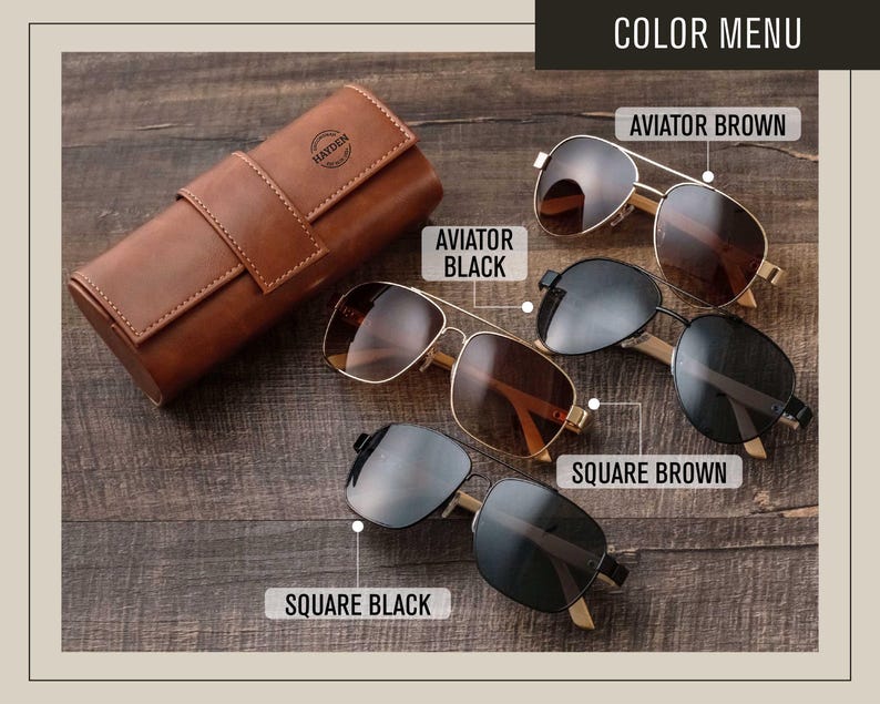 a pair of sunglasses sitting next to a leather case