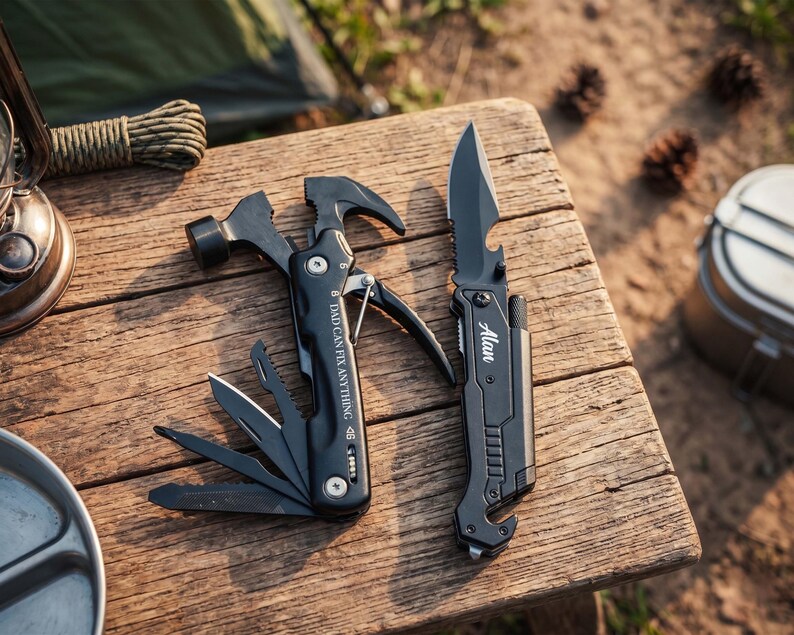 Best Dad Gift, Custom Engraved Multi Tool, Pocket Knife: Camping, Hunting, Fishing [R] image 12