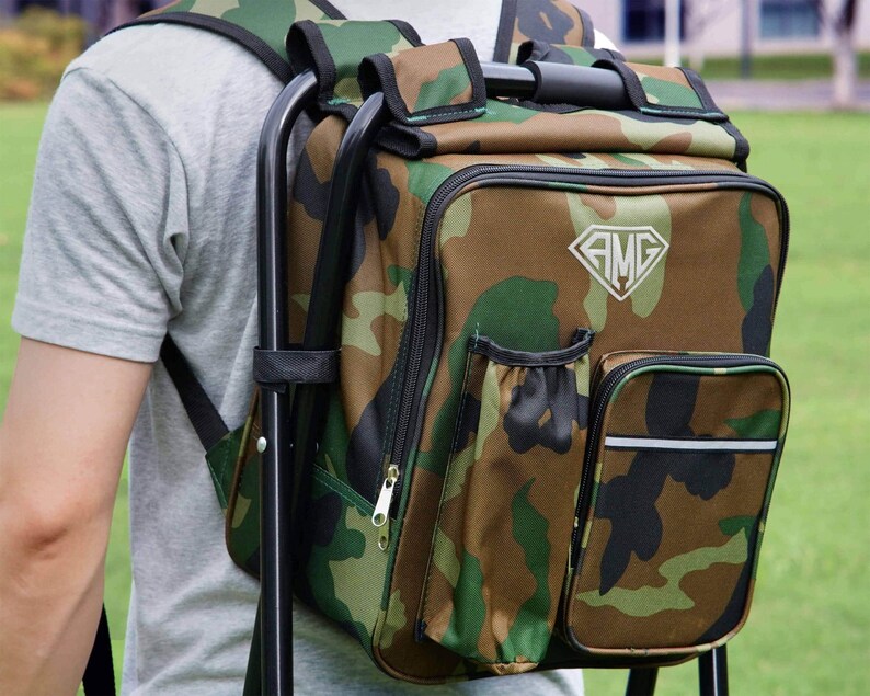 Groomsmen Gift Custom Embroidered Cooler Chair And Matching Baseball Cap Camo Set [N] [W] image 14