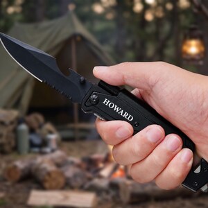 Best Dad Gift, Custom Engraved Multi Tool, Pocket Knife: Camping, Hunting, Fishing [R] image 1