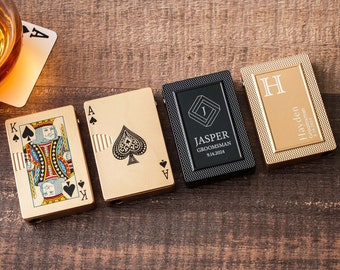 Personalized Lighter | Las Vegas Poker Playing Cards Lighter | Custom Cigarette Lighter | Party Favors for Groomsmen Gift Ideas