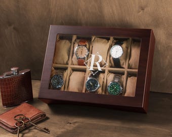 Wooden Watch Box with 5 or 10 Slots, Personalized Watch Case [WBX-0102] [WW]