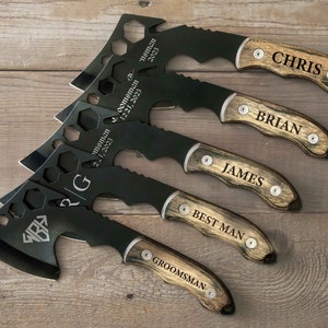 Set of 6 Throwing Axe Personalized Groomsmen Gifts | Bearded Axe Groomsman Proposal