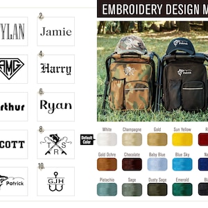 Fishing Gift Personalized Cooler Chair, Camo Backpack Stool With Custom Leather Patch [W+R] image 2