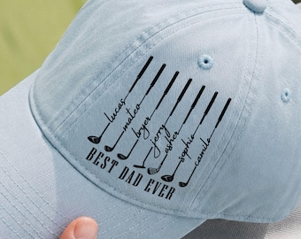 Custom Family Members' Name Golf Hat, Personalized Embroidered Dad Cap [N]