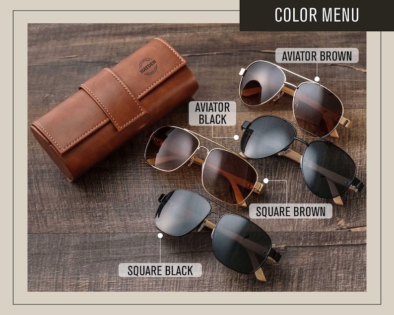 Personalized Groomsmen Sunglasses Set, Custom Men Sunglasses with Leather Box, Groomsmen Gift Set Ideas, Wooden Sunglasses Gifts for Dad [D] image 3