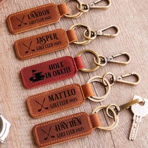 Leather Keychain, Personalized Keychain, Christmas Gift for Boyfriend, Genuine Leather Gift for Him, Customized Keyring, Gift for Dad
